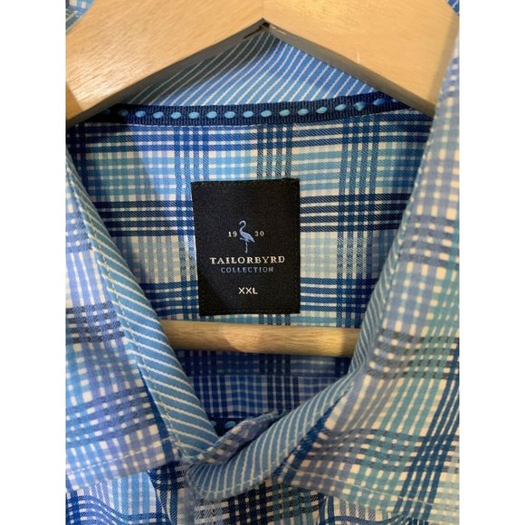 Tailorbyrd Men’s Sz XXL Contrast Striped Blue‎ Cotton Button Down shirt - Picture 2 of 8